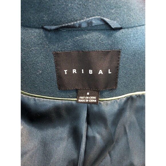 TRIBAL Women’s Dark Teal Poly/Rayon Pea Coat Sz 8 EUC - Picture 8 of 9